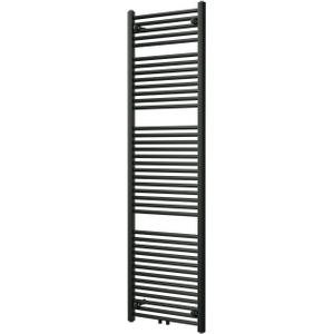 Vipera Kanza enkele handdoekradiator 50 x 180 cm elektrische verwarming mat zwart zij- en middenaansluiting 814W, weerstand inbegrepen