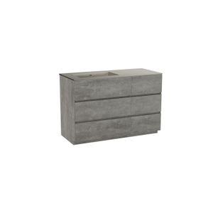 Storke Edge staand badkamermeubel 120 x 52 cm beton donkergrijs met Diva asymmetrisch linkse wastafel in mat zijdegrijze top solid