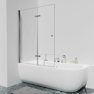 Luca Varess Kuresa tweedelige opvouwbare badwand 120 cm helder glas glanzend chroom profiel