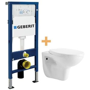 Linie Lina hangtoilet glanzend wit open spoelrandloos met Geberit Duofix UP100 inbouwreservoir