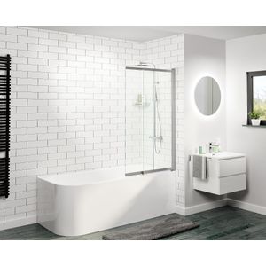 Luca Varess Vetras uitschuifbare badwand 100 cm helder glas glanzend zilver profiel