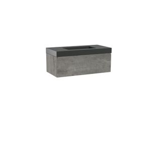 Storke Edge zwevend badkamermeubel 105 x 52 cm beton donkergrijs met Scuro High enkele wastafel in kwarts