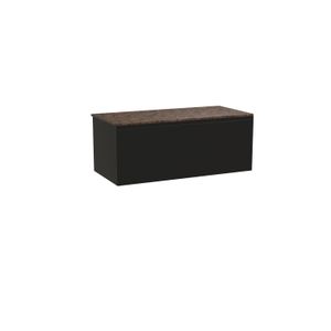 Balmani Idra zwevend badkamermeubel 120 x 55 cm mat zwart met Stretto enkel of dubbel tablet in marmer