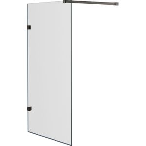 Luca Varess Solid badwand 80 cm helder glas geborsteld Gunmetal profiel