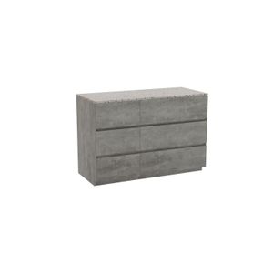 Storke Edge staand badkamermeubel 120 x 52 cm beton donkergrijs met Tavola enkel of dubbel tablet in mat wit/zwart terrazzo