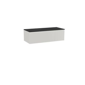 Storke Edge zwevend badkamermeubel 120 x 52 cm mat wit met Panton enkel of dubbel tablet in mat zwarte gepoedercoate mdf
