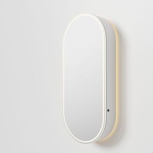 Balmani Mara spiegelkast Ovaal 45 x 100 cm mat wit met spiegelverlichting en anti-damp