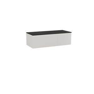 Storke Edge zwevend badkamermeubel 120 x 52 cm glanzend wit met Panton enkel of dubbel tablet in mat zwarte gepoedercoate mdf