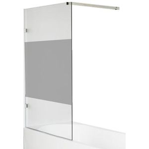 Luca Varess Solid enkele badwand 95 cm helder glas met matte strook glanzend chroom profiel