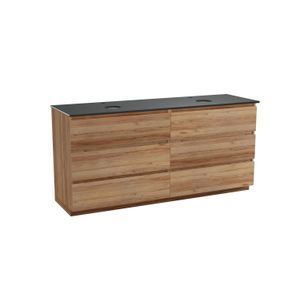 Balmani Lucida staand badkamermeubel 180 x 55 cm teak met Facetta dubbel tablet in graniet