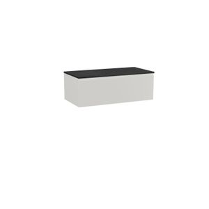 Storke Edge zwevend badkamermeubel 105 x 52 cm mat wit met Panton enkel tablet in mat zwarte gepoedercoate mdf