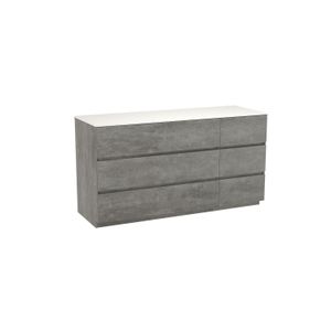 Storke Edge staand badkamermeubel 150 x 52 cm beton donkergrijs met Tavola enkel of dubbel tablet in solid surface