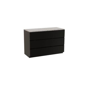 Storke Edge staand badkamermeubel 120 x 52 cm mat zwart met Tavola enkel of dubbel tablet in mat wit/zwart terrazzo