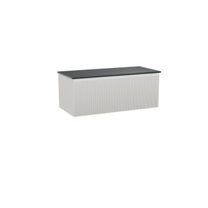 Balmani Fila zwevend badkamermeubel 120 x 55 cm mat wit met Stretto enkel tablet in graniet graniet zwart Verticale symmetrische rechte ribbel