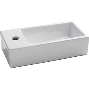 Luca Varess Cubic midi handenwasser glanzend wit Porselein 40,5x20cm links