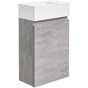 Linie Lado zwevend toiletmeubel 40 x 22 cm beton donkergrijs met Baro wastafel in glanzend witte keramiek