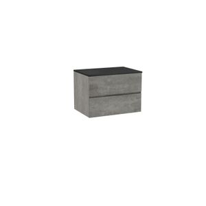 Storke Edge zwevend badkamermeubel 75 x 52 cm beton donkergrijs met Panton enkel tablet in mat zwarte gepoedercoate mdf