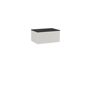 Storke Edge zwevend badkamermeubel 75 x 52 cm mat wit met Panton enkel tablet in mat zwarte gepoedercoate mdf