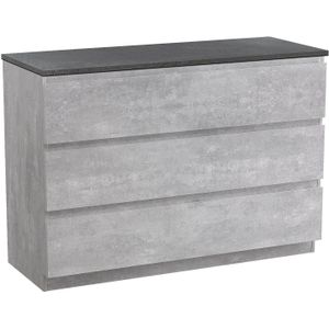Linie Lado staand  120 x 46 cm beton donkergrijs met Lado enkel of dubbel tablet in melamine