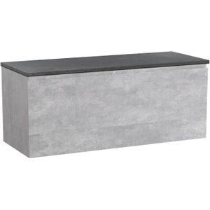 Linie Lado zwevend  120 x 46 cm beton donkergrijs met Lado enkel of dubbel tablet in melamine