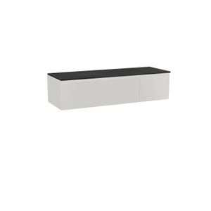 Storke Edge zwevend badkamermeubel 150 x 52 cm glanzend wit met Panton enkel of dubbel tablet in mat zwarte gepoedercoate mdf