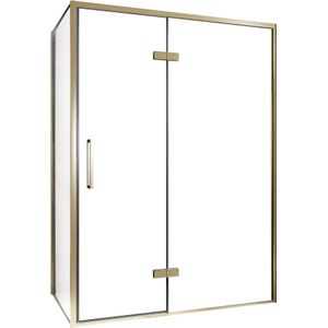Balmani Senses Design douchehoek met rechtse draaideur en vaste zijwand, 140 x 90 cm, Helder glas, Brushed Champagne Gold profielen