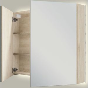 Linie Montro spiegelkast 90 x 75 cm witte eik met spiegelverlichting