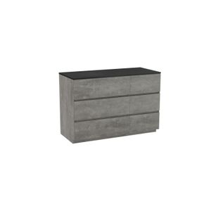 Storke Edge staand badkamermeubel 120 x 52 cm beton donkergrijs met Panton enkel of dubbel tablet in mat zwarte gepoedercoate mdf
