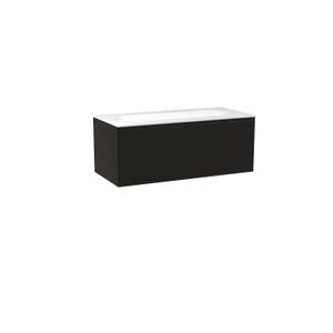Balmani Idra zwevend badkamermeubel 120 x 55 cm mat zwart met Tablo Oval enkele wastafel voor 2 kraangaten in solid surface
