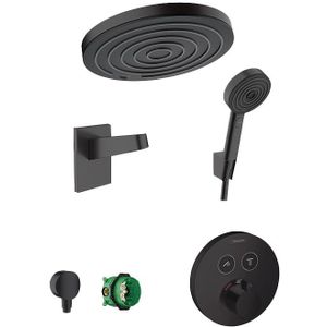 Hansgrohe Showerselect S thermostatische kraan Inbouw regendoucheset met regendouchekop 26cm mat zwart