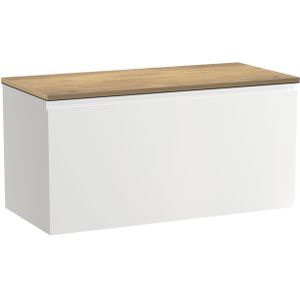 Linie Lado zwevend  100 x 46 cm glanzend wit met Lado enkel of dubbel tablet in melamine