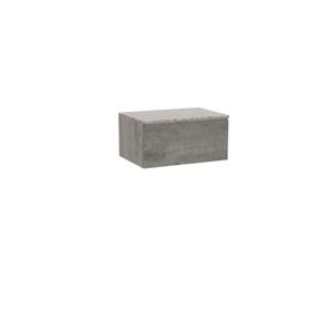 Storke Edge zwevend badkamermeubel 75 x 52 cm beton donkergrijs met Tavola enkel tablet in mat wit/zwart terrazzo