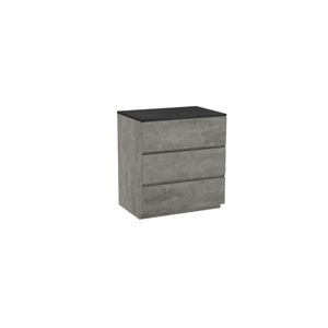 Storke Edge staand badkamermeubel 75 x 52 cm beton donkergrijs met Panton enkel tablet in mat zwarte gepoedercoate mdf