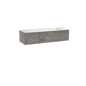 Storke Edge zwevend badkamermeubel 150 x 52 cm beton donkergrijs met Mata asymmetrisch rechtse wastafel in solid surface