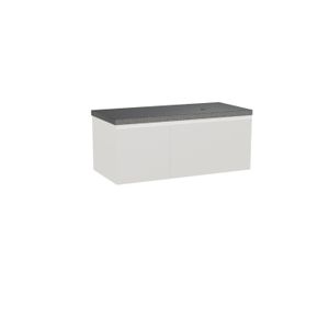 Balmani Idra zwevend badkamermeubel 120 x 55 cm mat wit met Rock asymmetrisch rechtse wastafel in graniet