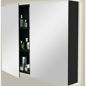 Storke Reflecta spiegelkast 100 x 75 cm mat zwart met spiegelverlichting