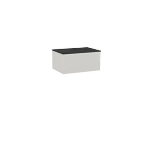 Storke Edge zwevend badkamermeubel 75 x 52 cm glanzend wit met Panton enkel tablet in mat zwarte gepoedercoate mdf