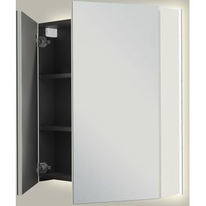 Linie Montro spiegelkast 70 x 75 cm mat wit met spiegelverlichting
