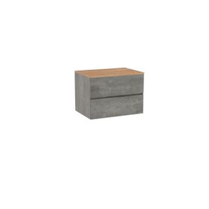 Storke Edge zwevend badkamermeubel 75 x 52 cm beton donkergrijs met Panton enkel tablet in ruwe eiken melamine