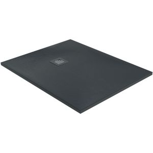Balmani Vega douchebak 90 x 80 cm composietmarmer grafietgrijs leisteenstructuur