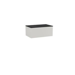 Storke Edge zwevend badkamermeubel 85 x 52 cm mat wit met Panton enkel tablet in mat zwarte gepoedercoate mdf