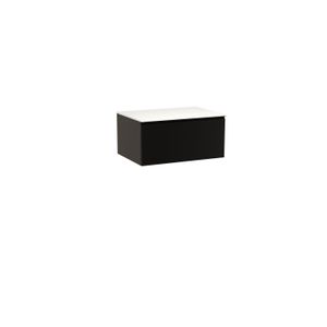Storke Edge zwevend badkamermeubel 75 x 52 cm mat zwart met Tavola enkel tablet in solid surface
