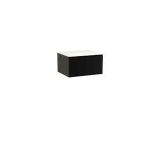 Storke Edge zwevend badkamermeubel 65 x 52 cm mat zwart met Tavola enkel tablet in solid surface