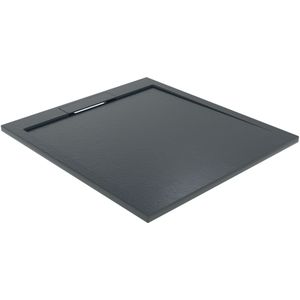 Balmani Indus douchebak 100 x 90 cm composietmarmer grafietgrijs leisteenstructuur
