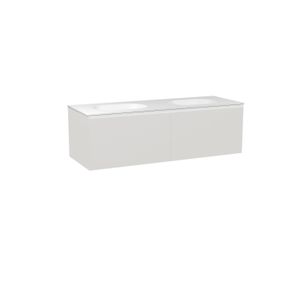 Balmani Idra zwevend badkamermeubel 150 x 55 cm mat wit met Tablo Oval dubbele wastafel in solid surface
