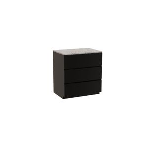 Storke Edge staand badkamermeubel 75 x 52 cm mat zwart met Tavola enkel tablet in mat wit/zwart terrazzo