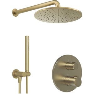 Blaufoss Smartbox Round inbouw regendoucheset thermostatische kraan Brushed Champagne Gold