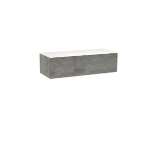 Storke Edge zwevend badkamermeubel 130 x 52 cm beton donkergrijs met Tavola enkel of dubbel tablet in solid surface