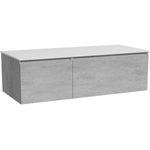 Storke Edge zwevend badkamermeubel 120 x 52 cm beton donkergrijs met Tavola enkel of dubbel tablet in solid surface mat wit