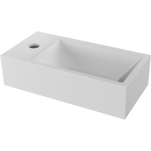 Luca Varess Cubic midi handenwasser mat wit Porselein 40,5x20cm links